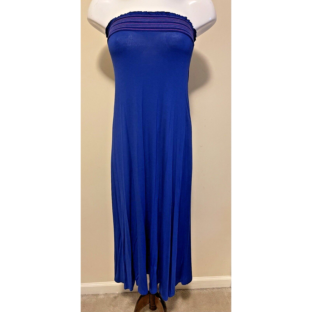 Rolla Coaster Womens Maxi Dress Size XS Blue Strapless Jersey Smocked